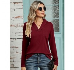 ZHENWEI Womens 반소매 폴로 셔츠 비즈니스 캐주얼 V 넥 칼라 탑 Dressy Work 튜닉 블라우스 포켓 포함