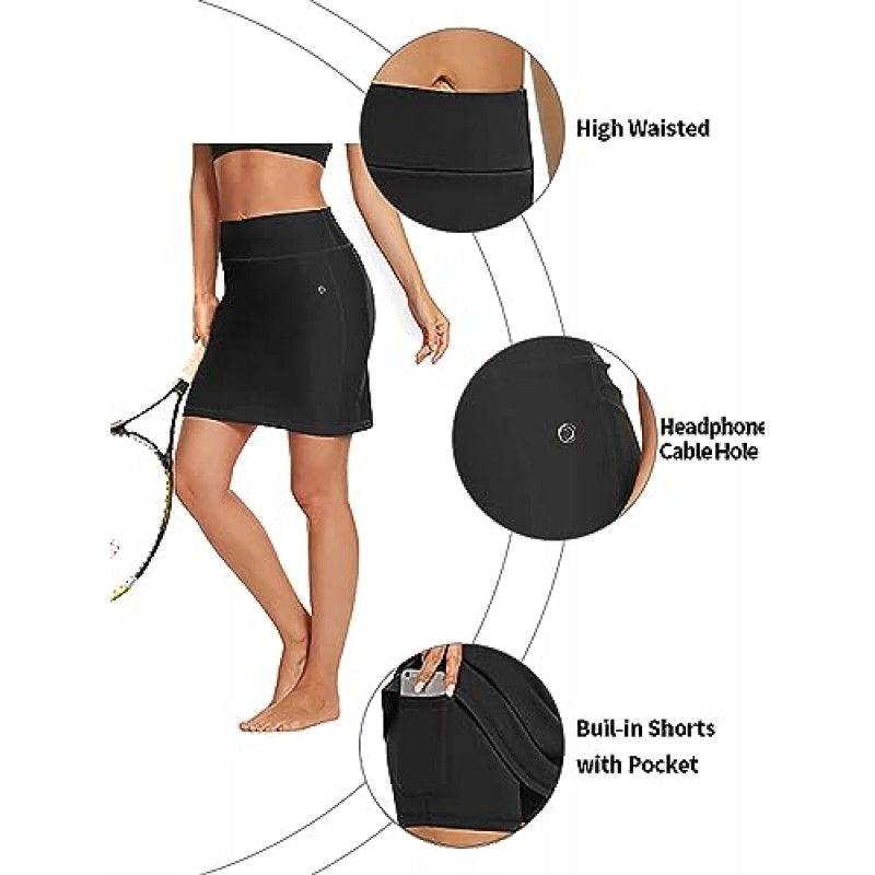 Mounblun 여성용 활성 운동 Skort 경량 테니스 스커트 러닝 트레이닝 스포츠 골프에 적합