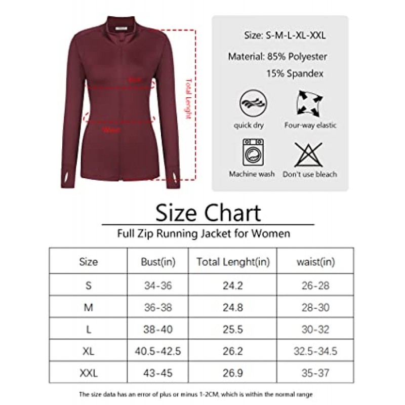 Pinspark 여성용 트랙 자켓 통기성 러닝 자켓 지퍼 업 스포츠웨어 Flim Fit Workout Tops