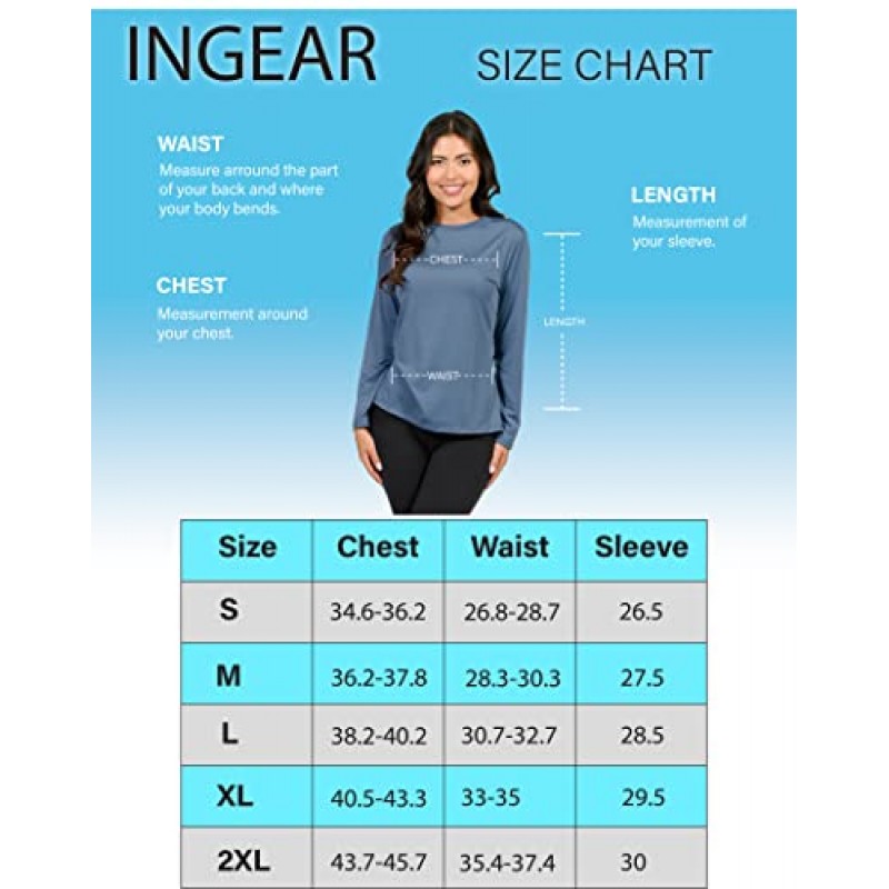 INGEAR Sun Shirt 여성용 비치 커버업 여성용 운동용 탑 여성용 탑 사이즈