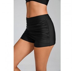 Yilisha Womens 하이 웨이스트 수영 반바지 블랙 보드 반바지 수영복 바지 수영 수영복 반바지
