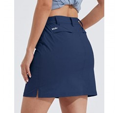 Willit 여성용 Skorts 골프 캐주얼 Skort 스커트 UPF 50+ 퀵 드라이 지퍼 포켓 야외 하이킹