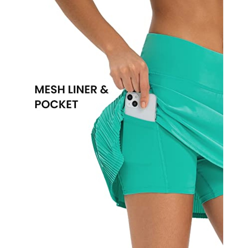TURBOFIT Pleated 테니스 스커트 여성용 하이 웨이스트 운동 골프 Skorts 스커트 포켓 반바지 달리기 운동용
