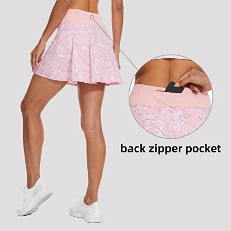 M MOTEEPI 테니스 스커트 여성용 하이 웨이스트 골프 운동 운동 Skort with Shorts Pockets