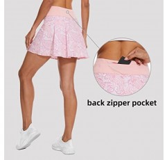 M MOTEEPI 테니스 스커트 여성용 하이 웨이스트 골프 운동 운동 Skort with Shorts Pockets