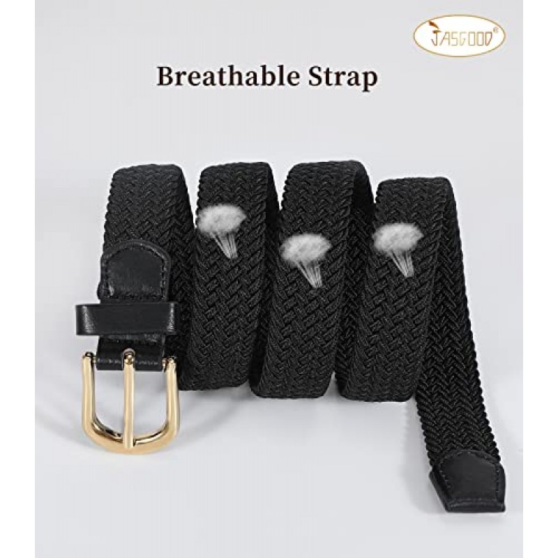 JASGOOD 꼰 캔버스 탄성 벨트 남성과 여성을위한 스트레치 짠 벨트 청바지 캐주얼 골프 벨트