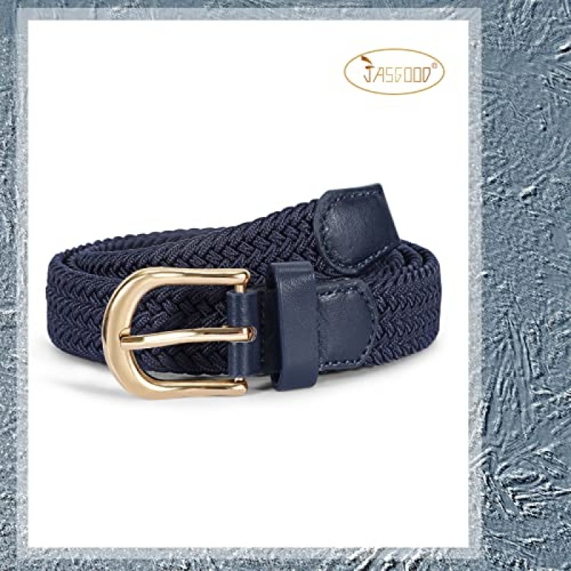 JASGOOD 꼰 캔버스 탄성 벨트 남성과 여성을위한 스트레치 짠 벨트 청바지 캐주얼 골프 벨트