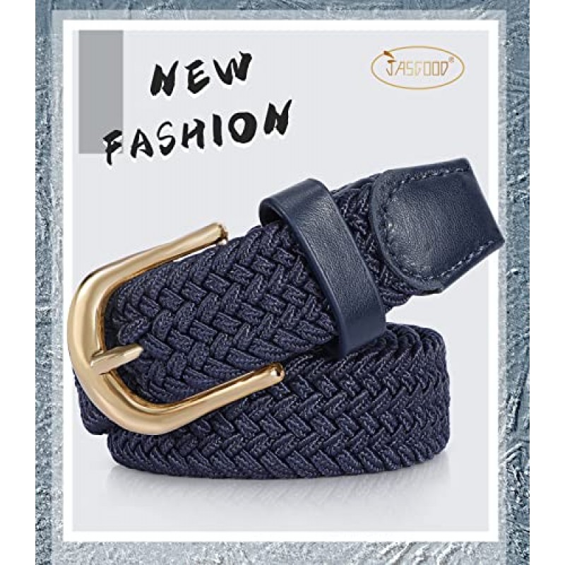 JASGOOD 꼰 캔버스 탄성 벨트 남성과 여성을위한 스트레치 짠 벨트 청바지 캐주얼 골프 벨트