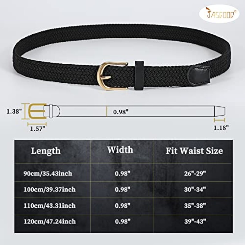JASGOOD 꼰 캔버스 탄성 벨트 남성과 여성을위한 스트레치 짠 벨트 청바지 캐주얼 골프 벨트