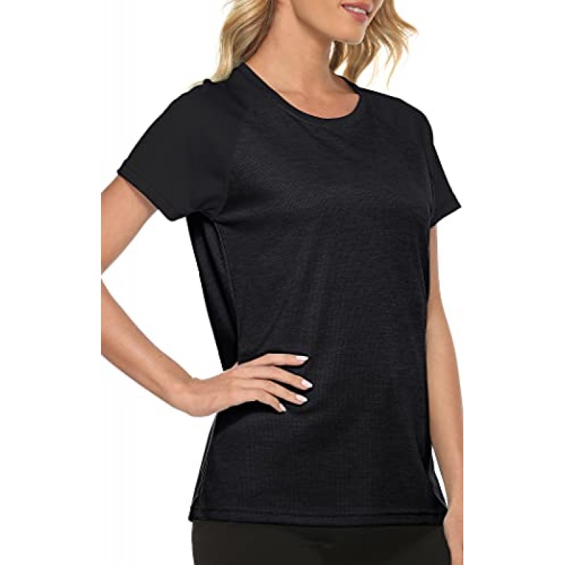 MoFiz 여성용 반팔 UPF 50+ 자외선 차단 스포츠 티셔츠 Quick Dry Running Workout Athletic Tee Top