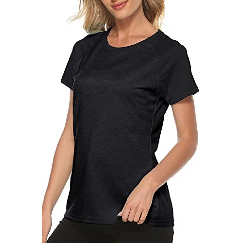 MoFiz 여성용 반팔 UPF 50+ 자외선 차단 스포츠 티셔츠 Quick Dry Running Workout Athletic Tee Top