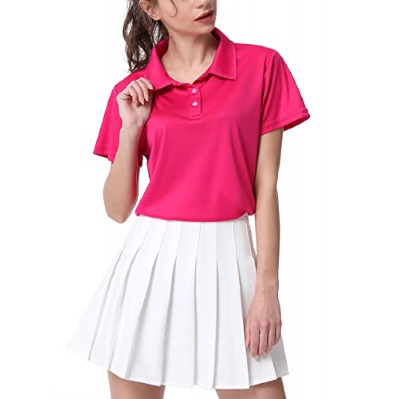 3팩 여성용 반소매 스포츠 폴로 셔츠 속건성 수분 흡수 액티브웨어 폴로 작업용 탑