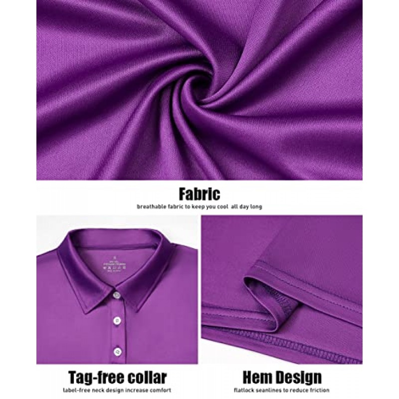 3팩 여성용 반소매 스포츠 폴로 셔츠 속건성 수분 흡수 액티브웨어 폴로 작업용 탑