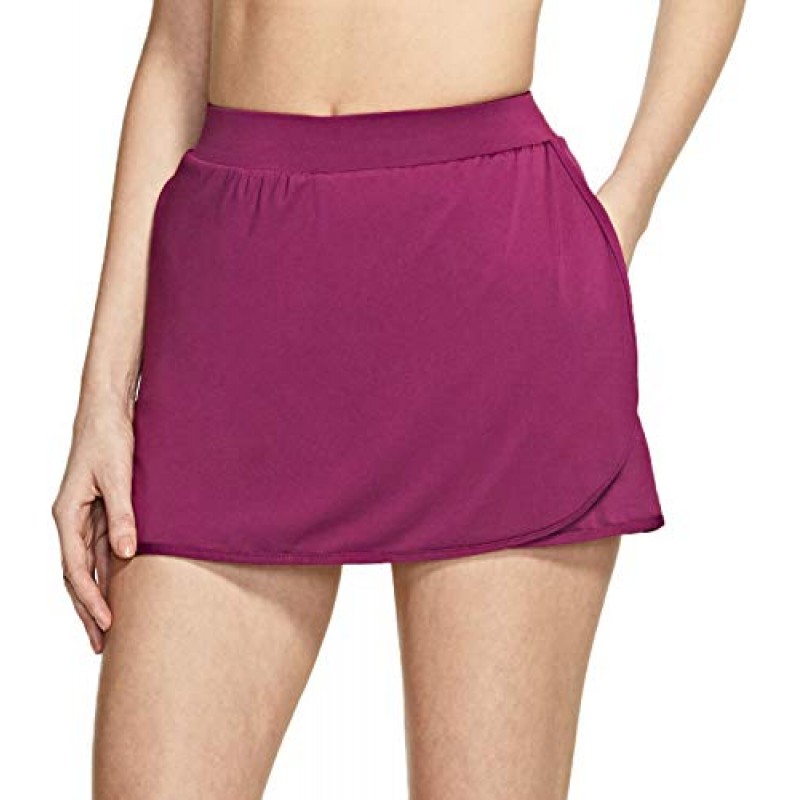 TSLA 여성용 운동 스커트 경량 액티브 테니스 스커트, 운동 러닝 골프 스커트 포켓 내장 반바지