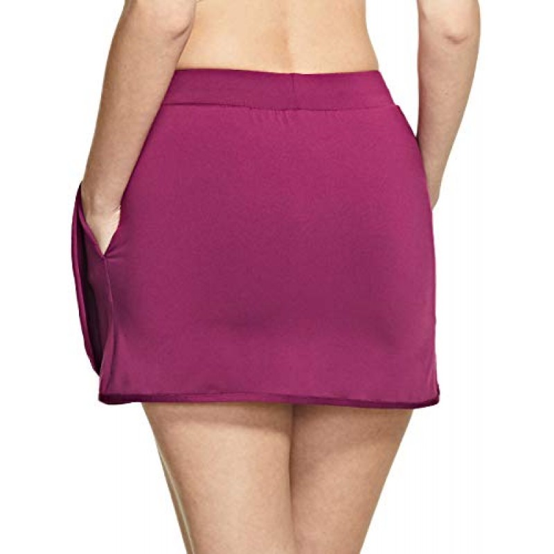TSLA 여성용 운동 스커트 경량 액티브 테니스 스커트, 운동 러닝 골프 스커트 포켓 내장 반바지