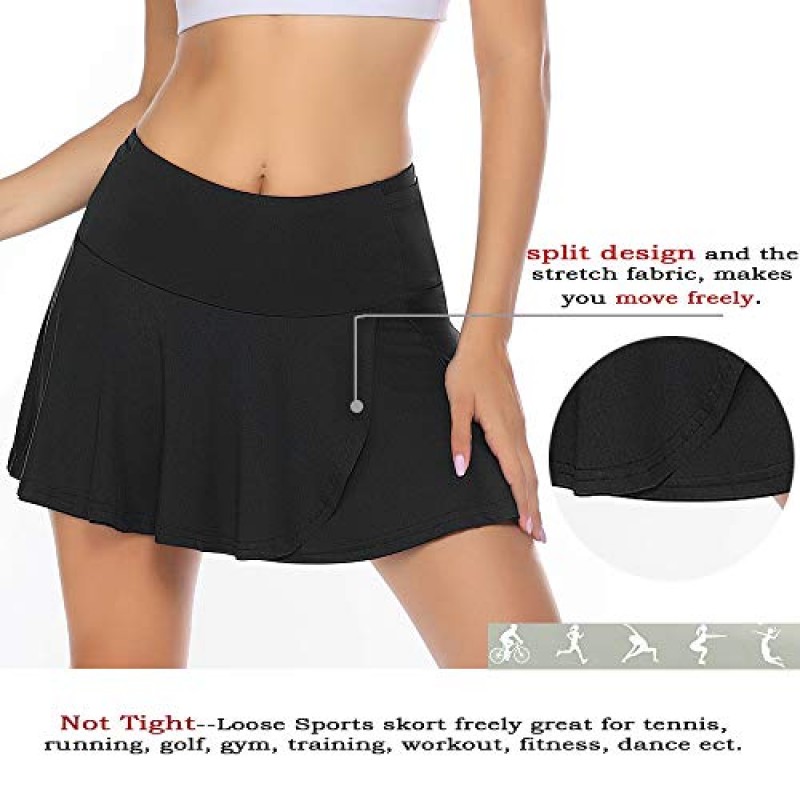 COOrun 여성 테니스 스커트 포켓이 있는 내부 Skorts 하이 웨이스트 골프 Skorts Activewear 러닝 캐주얼 운동 스포츠 스커트