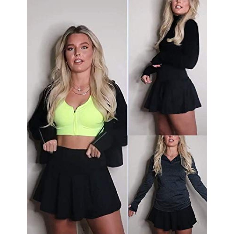 COOrun 여성 테니스 스커트 포켓이 있는 내부 Skorts 하이 웨이스트 골프 Skorts Activewear 러닝 캐주얼 운동 스포츠 스커트