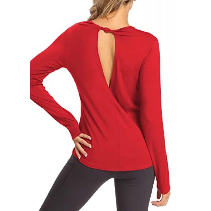 Bestisun 운동 긴 소매 셔츠 등이없는 탑 운동복 여성용 운동복