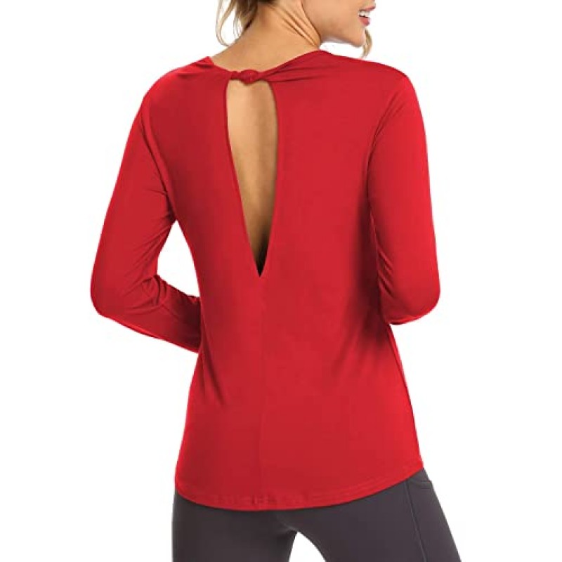 Bestisun 운동 긴 소매 셔츠 등이없는 탑 운동복 여성용 운동복