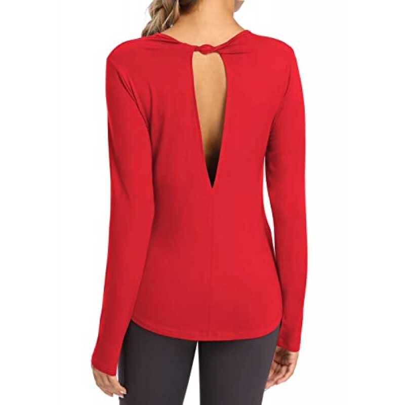 Bestisun 운동 긴 소매 셔츠 등이없는 탑 운동복 여성용 운동복