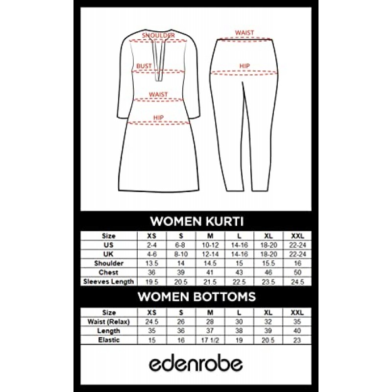 edenrobe 여성용 레디 투 웨어 스티치 자수 Kameez – 여성용 파키스탄 인도 드레스 – 여성용 1 PCS