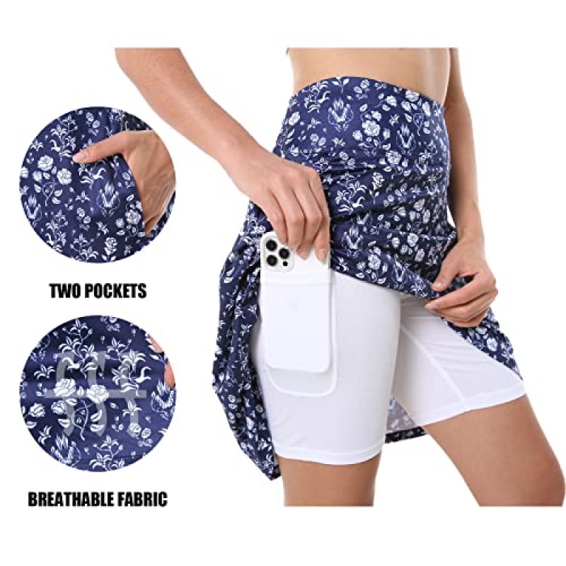 Caisuedawn Womens Skort 스커트 경량 러닝 스커트 스포츠 운동을위한 포켓 테니스 운동 스커트가있는 골프 Skorts