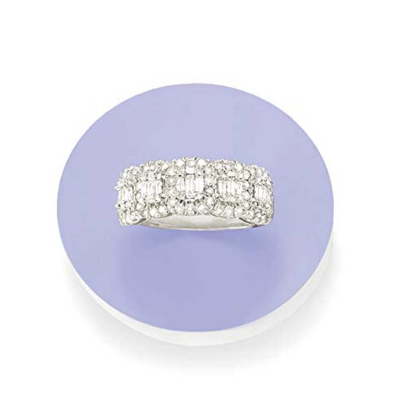 로스-시몬스 1.00ct. t.w. 스털링 실버 소재의 라운드 앤 바게트 다이아몬드 반지
