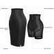 Popilush Shaper 인조 가죽 스커트, Shapewear 내장 하이 웨이스트 블랙 Bodycon 스플릿 펜슬 미디 스커트, 여성용