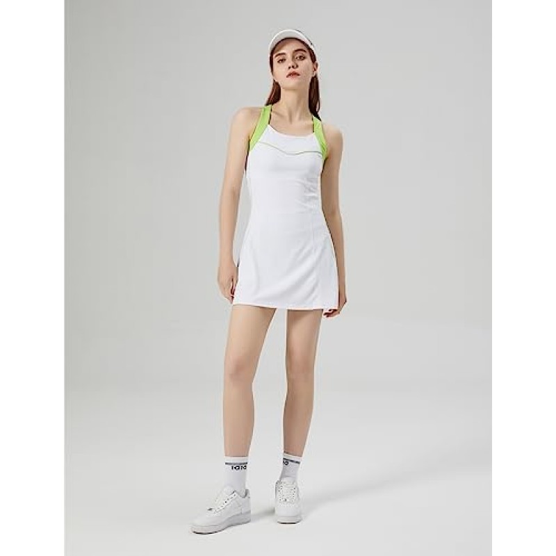 1a1a 여성용 테니스 복장 브래지어 민소매 골프 드레스 반바지 주머니 운동 운동 Activewear 드레스