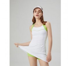 1a1a 여성용 테니스 복장 브래지어 민소매 골프 드레스 반바지 주머니 운동 운동 Activewear 드레스