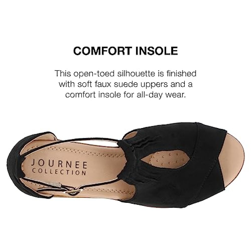 Journee Collection 여성용 컴포트 솔 앵클 스트랩 웨지