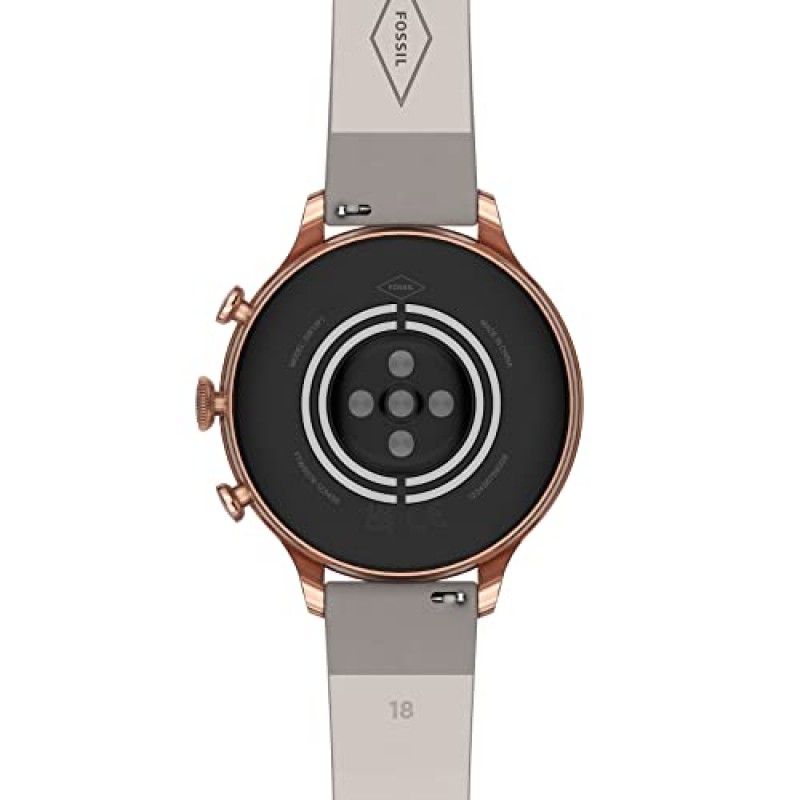 Fossil 남녀공용 6세대 42mm 스테인리스 스틸 및 가죽 터치스크린 스마트 워치, 색상: 로즈 골드, 토프(모델: FTW6079V)