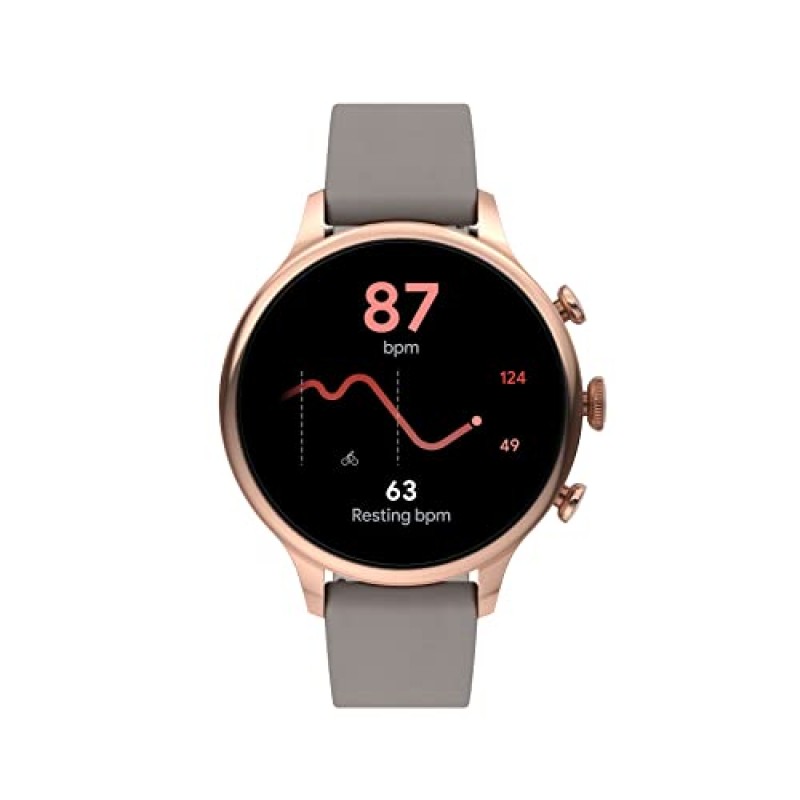 Fossil 남녀공용 6세대 42mm 스테인리스 스틸 및 가죽 터치스크린 스마트 워치, 색상: 로즈 골드, 토프(모델: FTW6079V)