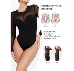 여성용 Popilush Shapewear 바디 수트 Tummy Control 긴 소매 끈 팬티 바디 수트, 여성용 브래지어 가을 의상 2023 내장