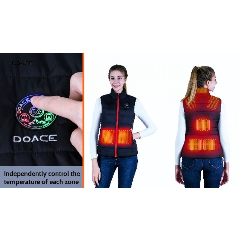 DOACE® 업그레이드된 남성용 및 여성용 발열 조끼, 스마트 전기 발열 조끼, 경량 발열 재킷(배터리 미포함)