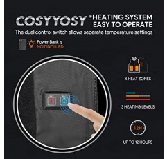 cosyyosy 남성용 여성용 가열 조끼, 포켓 6개, 가열 구역 4개, 전기 야외 코트