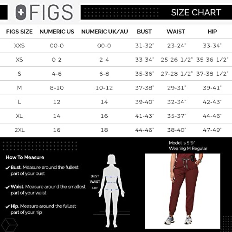 Figs Zamora 여성용 하이 웨이스트 조깅 스타일 스크럽 팬츠 — 슬림핏, 포켓 6개, 하이라이즈 요가 허리밴드 여성 스크럽 팬츠