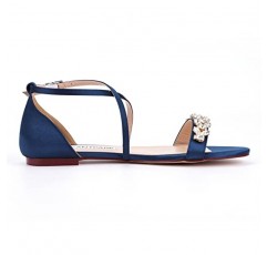 ELEGANTPARK FS2321 여성용 샌들 신부 들러리를위한 오픈 발가락 웨딩 샌들 신부 들러리 스트랩 샌들 새틴 신부 저녁 파티 여름 샌들 플랫