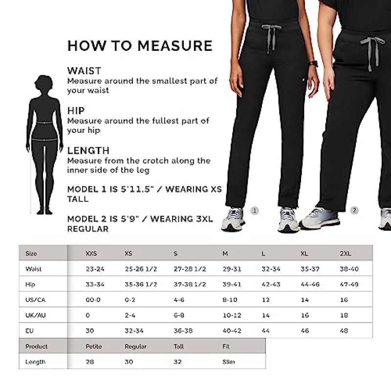 Figs YOLA 여성용 하이 웨이스트 스키니 스크럽 팬츠 — 포켓 10개, 4방향 스트레치, 요가 허리밴드 여성용 스크럽 팬츠