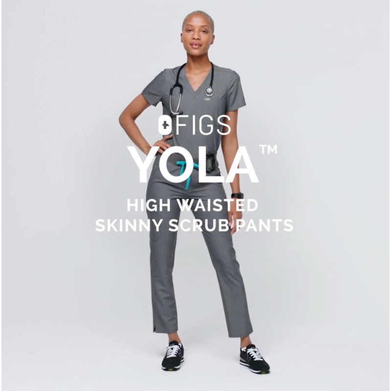 Figs YOLA 여성용 하이 웨이스트 스키니 스크럽 팬츠 — 포켓 10개, 4방향 스트레치, 요가 허리밴드 여성용 스크럽 팬츠