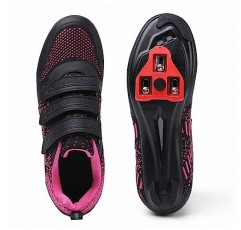 남녀공용 도로 자전거 사이클링 신발 Peloton Shimano SPD 자전거 라이딩 신발과 호환 가능 남성용 여성용, 스트랩 3개, 실내 실외 사이클링 자전거용 사전 설치된 델타 클리트