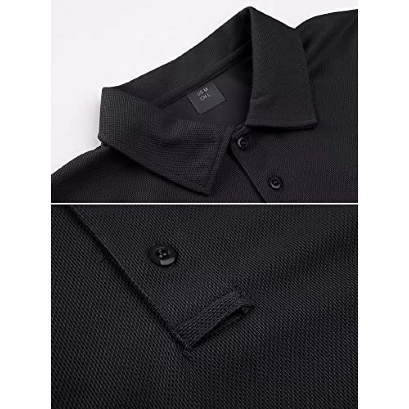 MAGCOMSEN 남성용 폴로 셔츠 3버튼 퀵 드라이 퍼포먼스 긴 소매 전술 셔츠 피케 저지 골프 셔츠