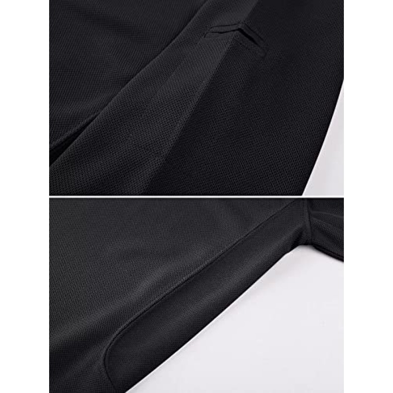 MAGCOMSEN 남성용 폴로 셔츠 3버튼 퀵 드라이 퍼포먼스 긴 소매 전술 셔츠 피케 저지 골프 셔츠