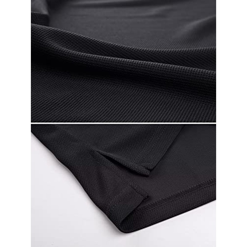 MAGCOMSEN 남성용 폴로 셔츠 3버튼 퀵 드라이 퍼포먼스 긴 소매 전술 셔츠 피케 저지 골프 셔츠