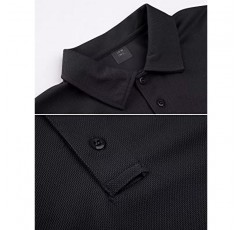 MAGCOMSEN 남성용 폴로 셔츠 3버튼 퀵 드라이 퍼포먼스 긴 소매 전술 셔츠 피케 저지 골프 셔츠