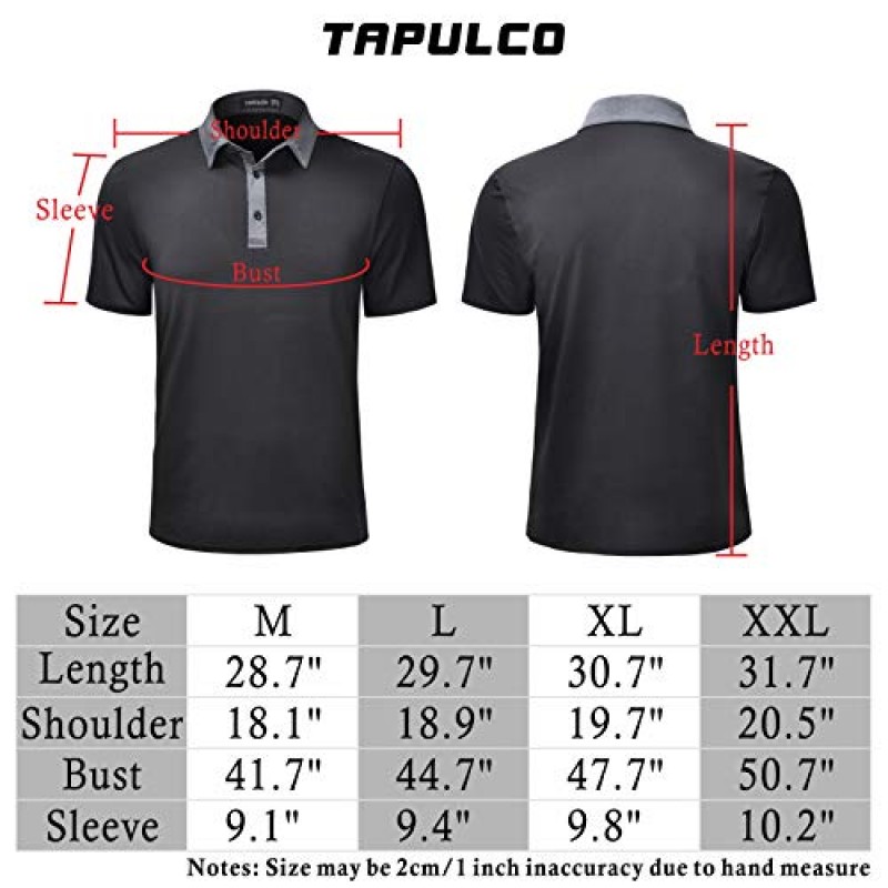 TAPULCO 남성용 반팔 폴로 셔츠 빠른 드라이 통기성 성능 캐주얼 운동용 경량 스트레치 골프 티셔츠