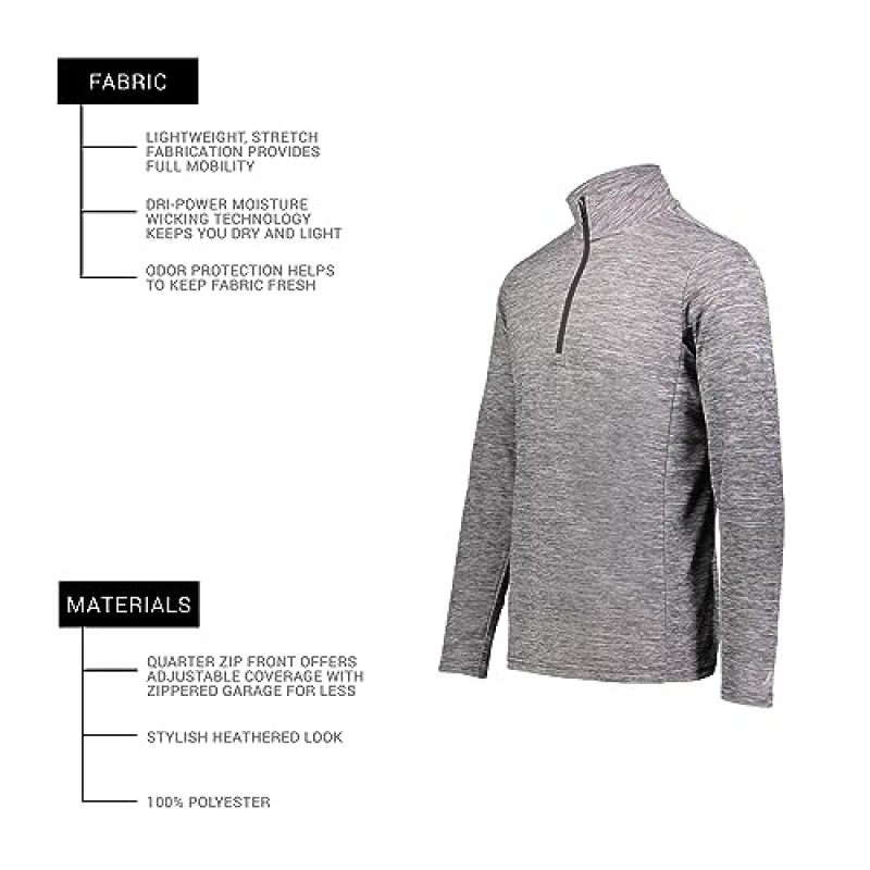 Russell Athletics Dri-Power 경량 1/4 지퍼 풀오버 ​​- 속건성 자외선 차단을 위한 운동복