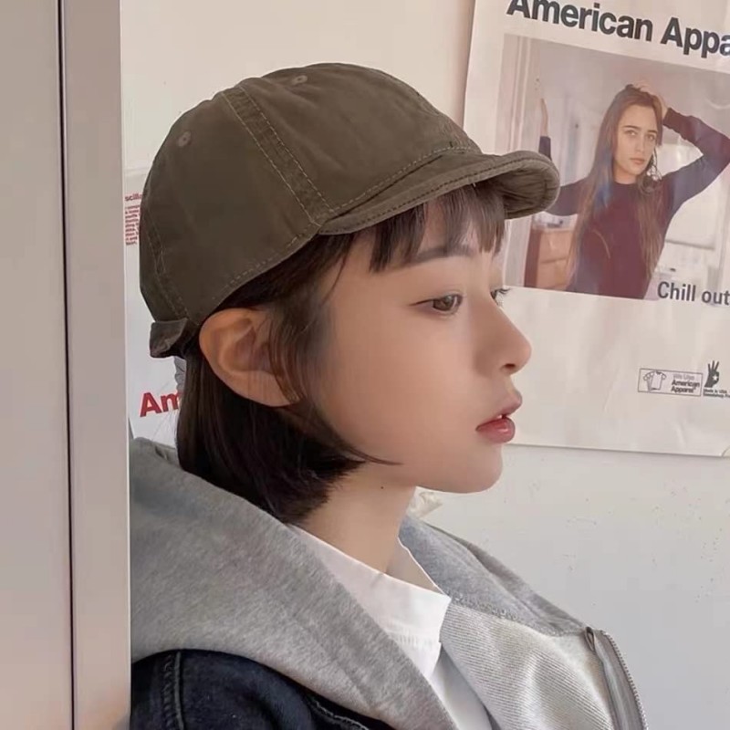 레트로 짧은 브림 캡 캐주얼웨어 조정 가능한 태양 모자 소프트 브림 야구 모자 오래된 소프트 탑 작업 모자 조수를 만들기 위해 세척