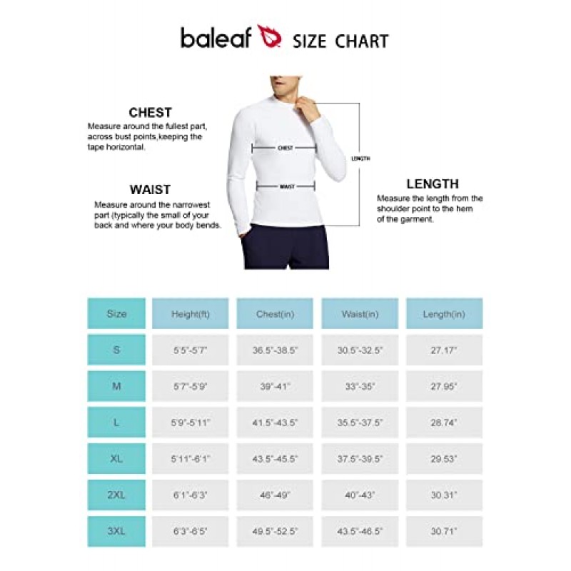 BALEAF 남성용 양털 열 긴 소매 셔츠 추운 날씨 운동 탑 수분 흡수 러닝 셔츠
