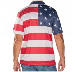 TheFlagshirt 남성용 애국적인 퍼포먼스 골프 아메리칸 플래그 클래식 핏 폴로 셔츠